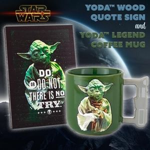 STAR WARS Yoda Wood Quote Sign & Legend Coffee Mug